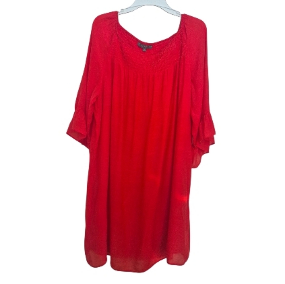 Sharagano Red Women’s Peasant Dress, Size 1X
